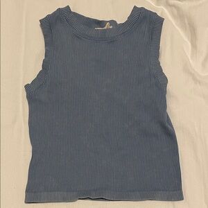 Moa Moa Blue Ribbed Tank Top